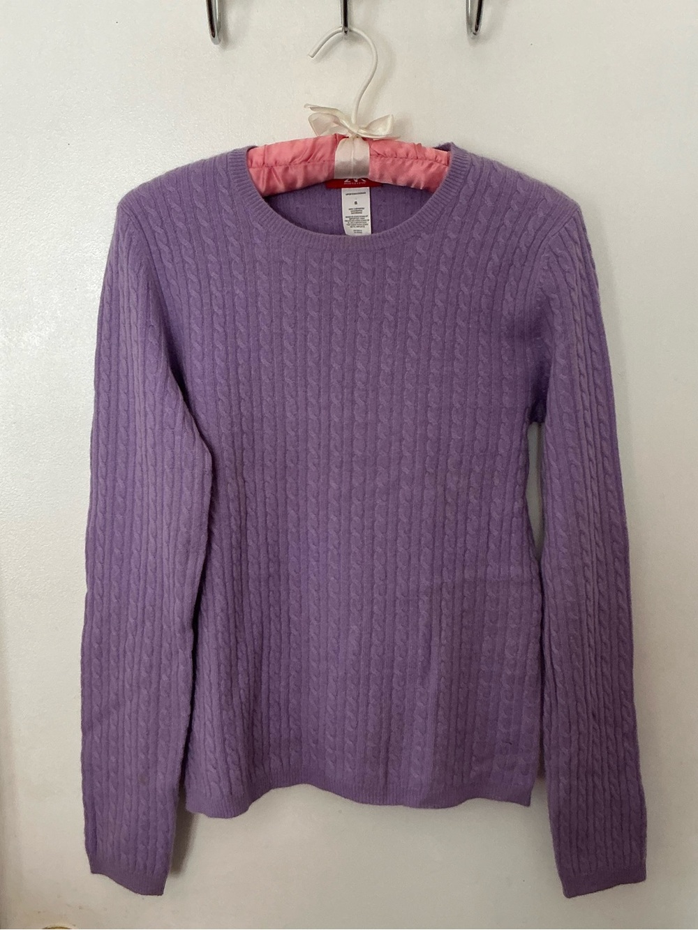Anne Klein Sport Lavender Cable-Knit Crewneck Sweater